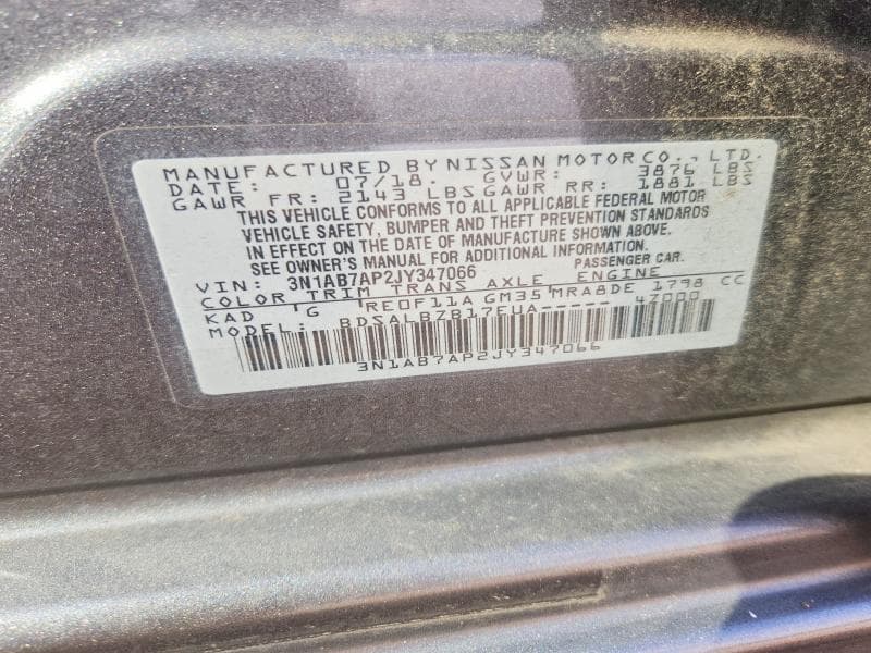 2018 NISSAN SENTRA S 12