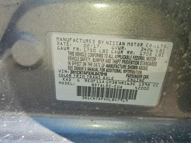 2017 NISSAN VERSA 1.6 SV 12