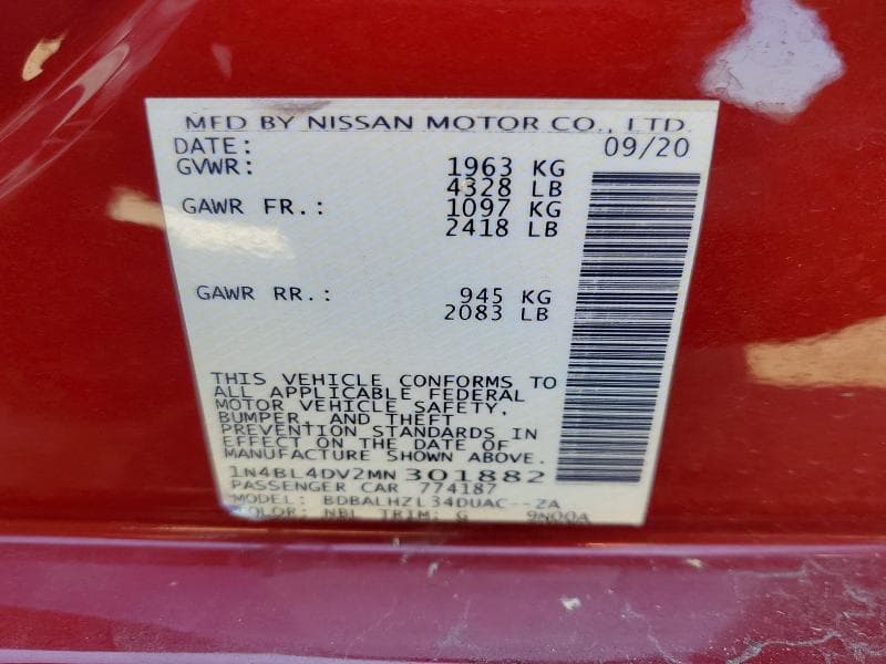 2021 NISSAN ALTIMA SV 12