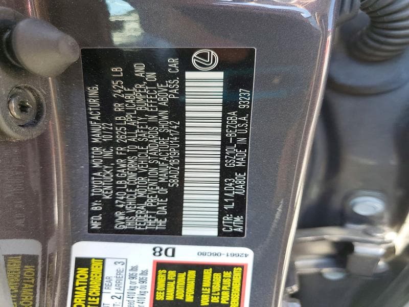 2023 LEXUS ES 350 BASE 12
