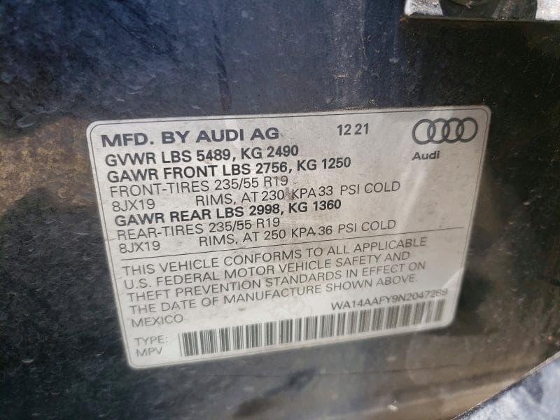 2022 AUDI Q5 SPORTBACK PREMIUM 45 12
