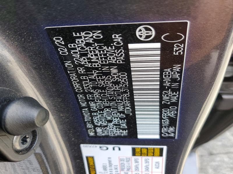 2020 TOYOTA PRIUS PRIME LE 12