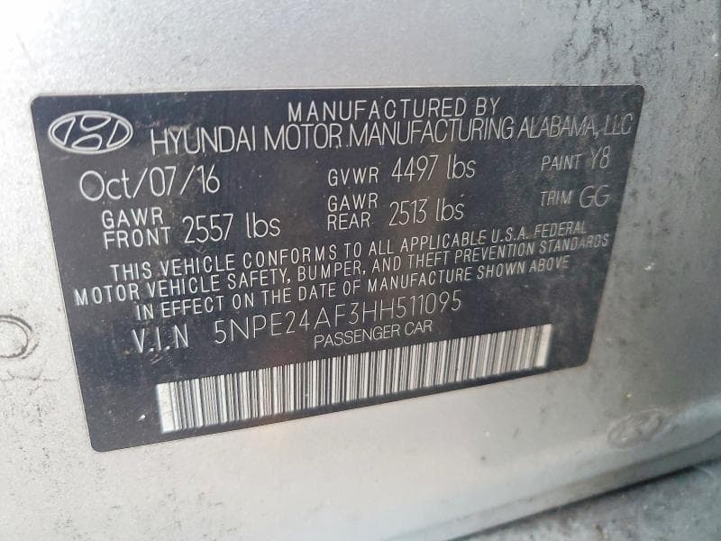 2017 HYUNDAI SONATA SE 12