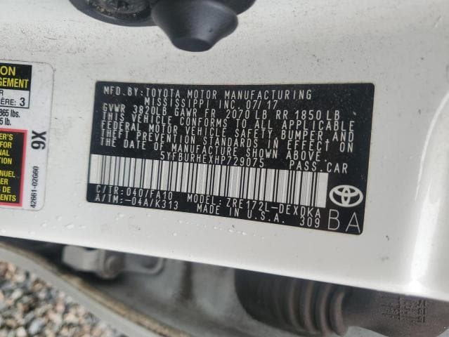 2017 TOYOTA COROLLA L 12