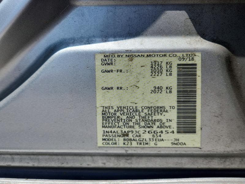 2018 NISSAN ALTIMA 2.5 S 12