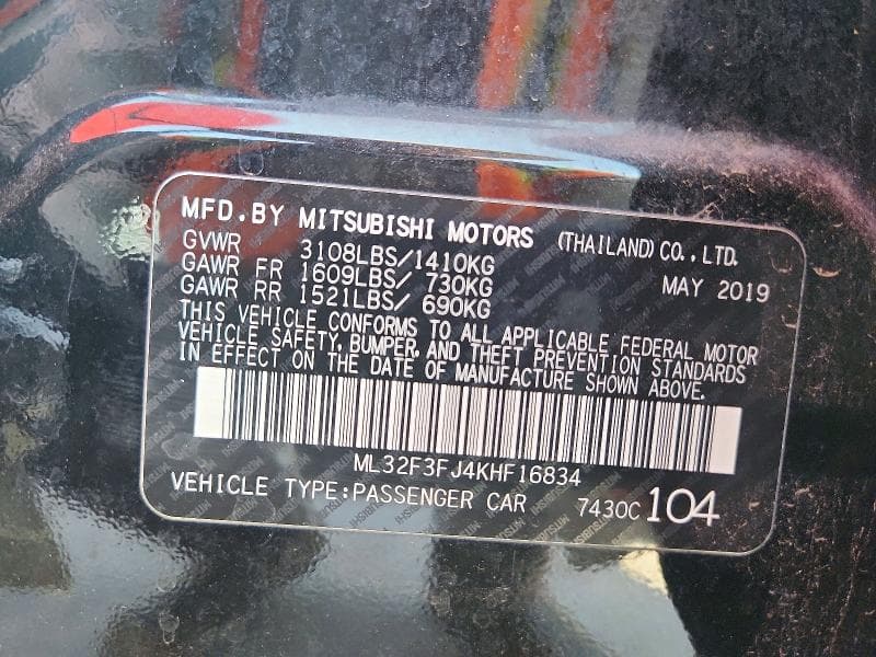 2019 MITSUBISHI MIRAGE G4 ES 13
