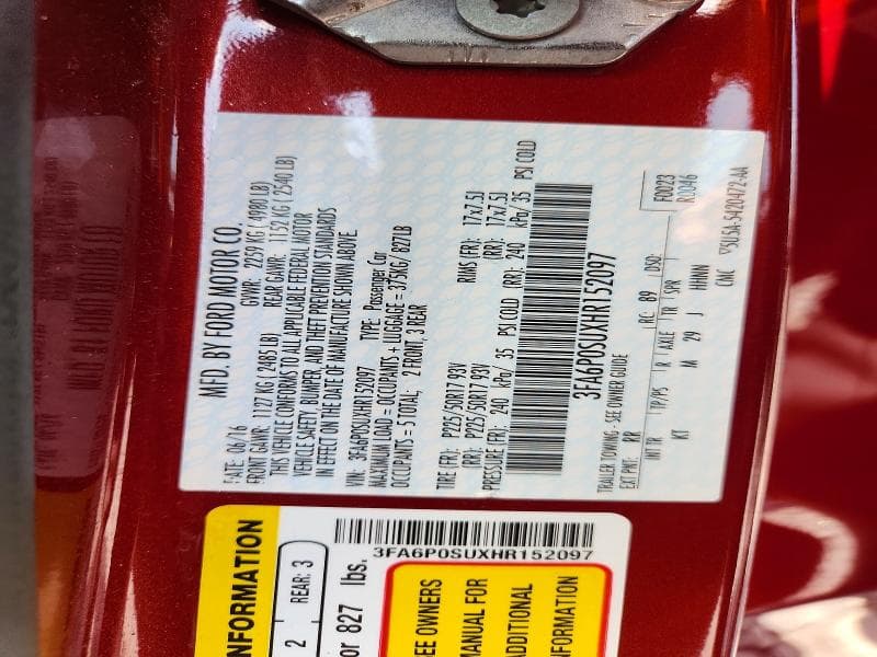 2017 FORD FUSION TITANIUM PHEV 12