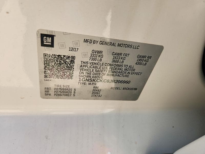 2018 CHEVROLET TAHOE K1500 PREMIER 13