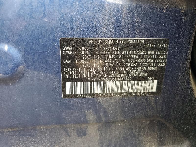 2020 SUBARU ASCENT TOURING 13