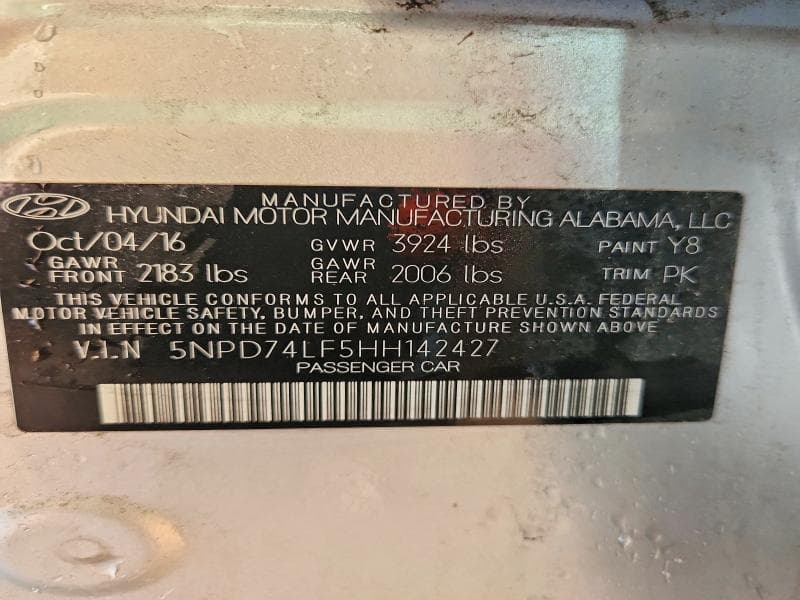 2017 HYUNDAI ELANTRA SE 12