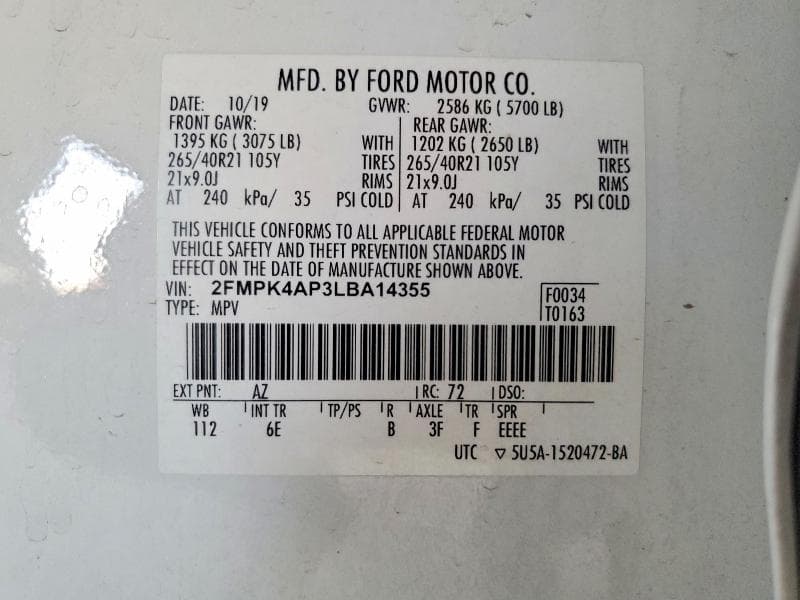 2020 FORD EDGE ST 12