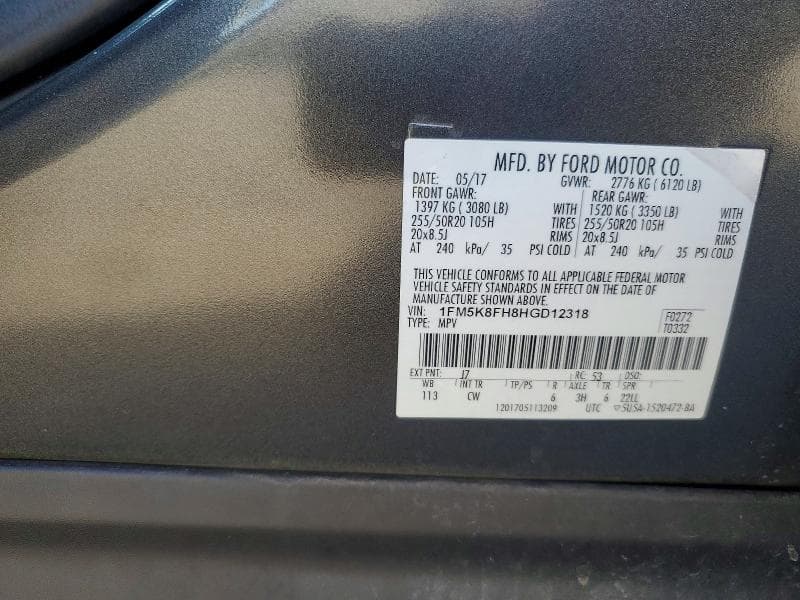 2017 FORD EXPLORER LIMITED 13