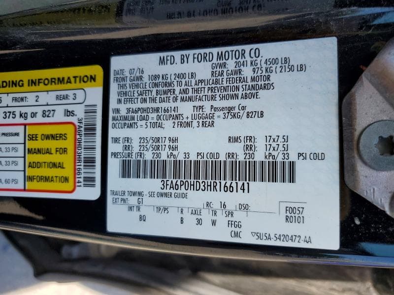 2017 FORD FUSION SE 12