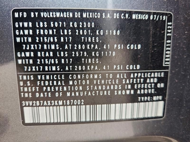 2019 VOLKSWAGEN TIGUAN SE 13