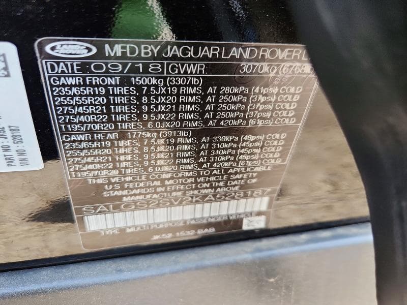 2019 LAND ROVER RANGE ROVER HSE 13