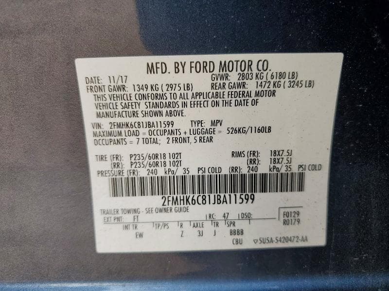 2018 FORD FLEX SEL 13