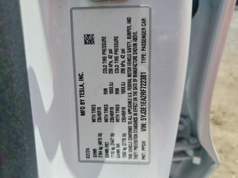 2024 TESLA MODEL 3 13
