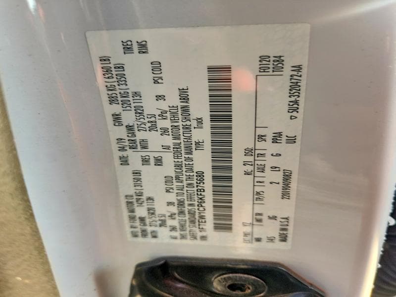 2019 FORD F150 SUPERCREW 12