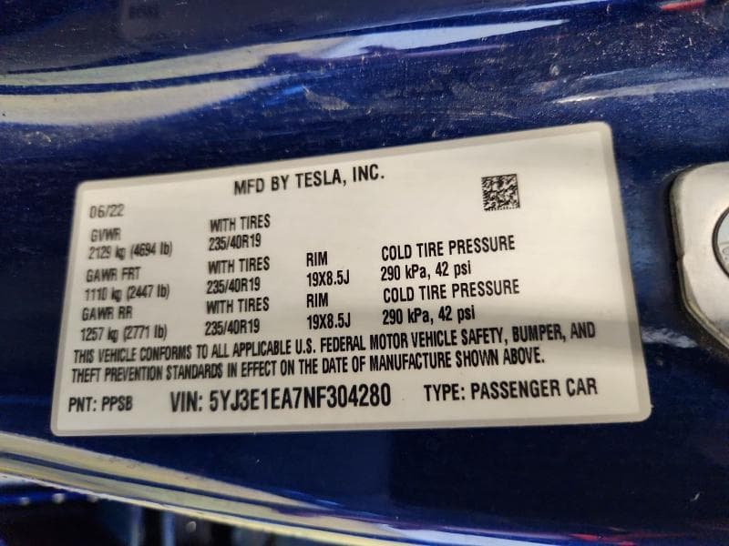 2022 TESLA MODEL 3 13