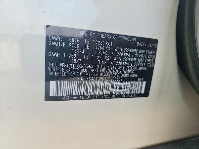2020 SUBARU OUTBACK TOURING LDL 13