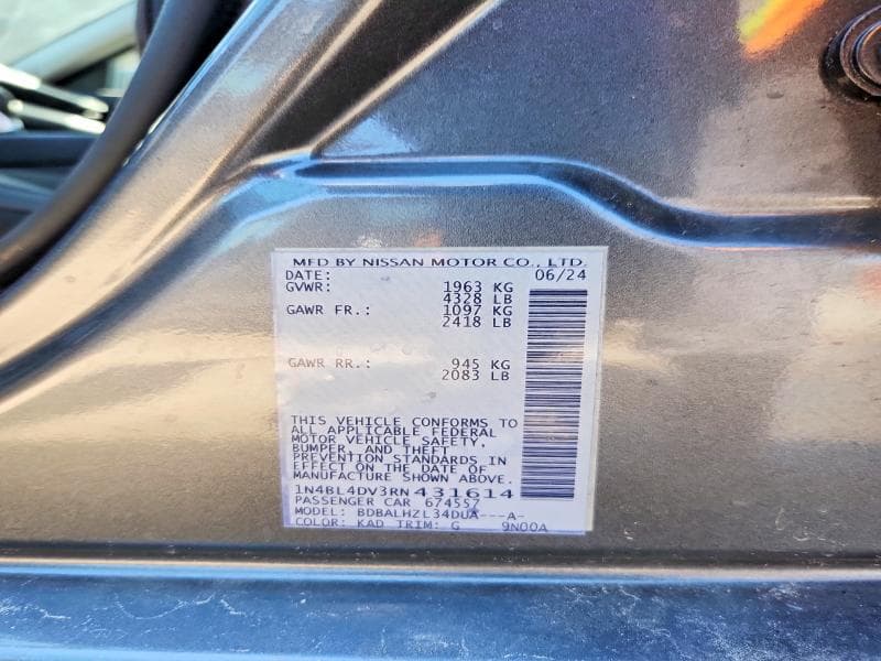 2024 NISSAN ALTIMA SV 12