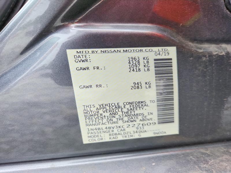 2019 NISSAN ALTIMA S 12