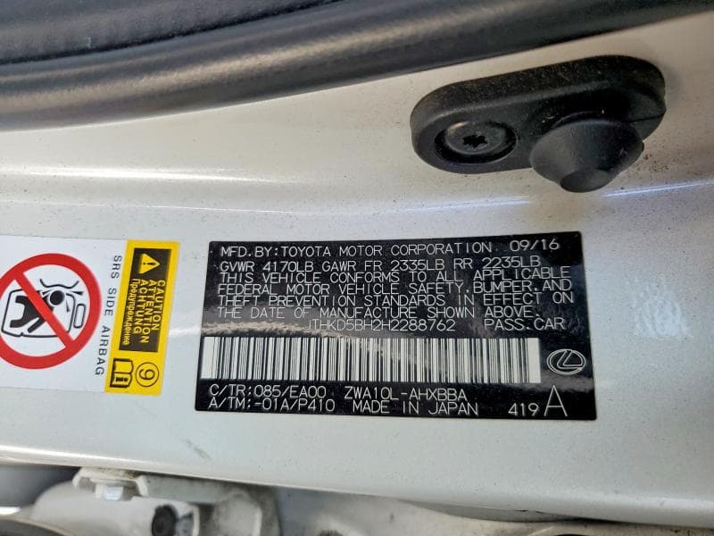 2017 LEXUS CT 200 12