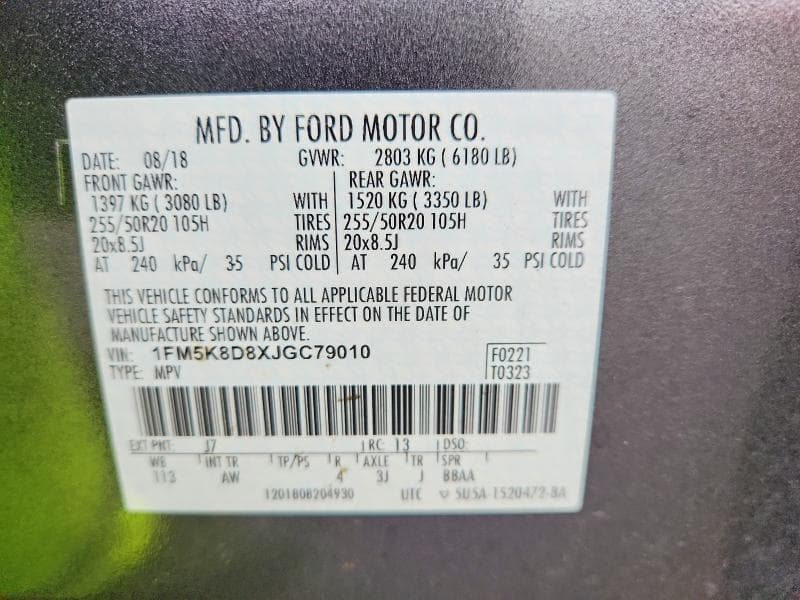 2018 FORD EXPLORER XLT 14