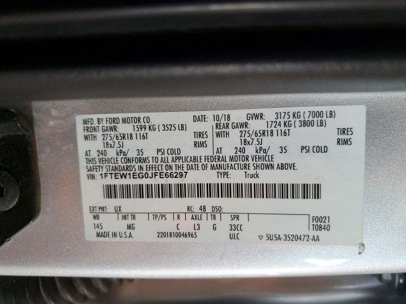 2018 FORD F150 SUPERCREW 12
