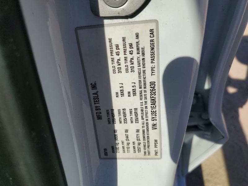 2019 TESLA MODEL 3 12