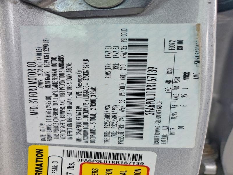 2019 FORD FUSION SE 12