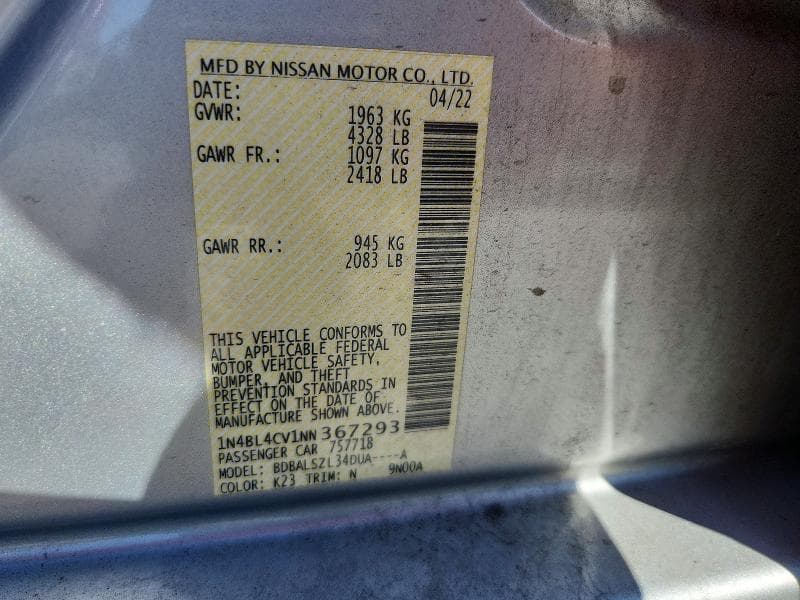 2022 NISSAN ALTIMA SR 12