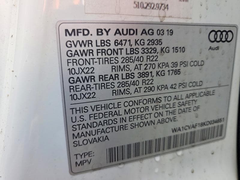 2019 AUDI Q8 PRESTIGE 13