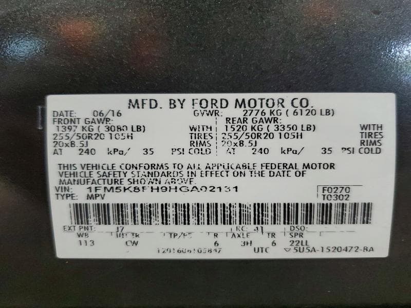 2017 FORD EXPLORER LIMITED 13