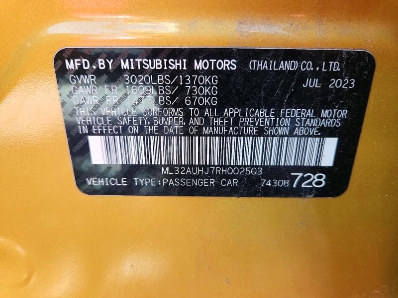 2024 MITSUBISHI MIRAGE ES 12