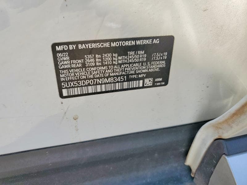 2022 BMW X3 XDRIVE30I 12