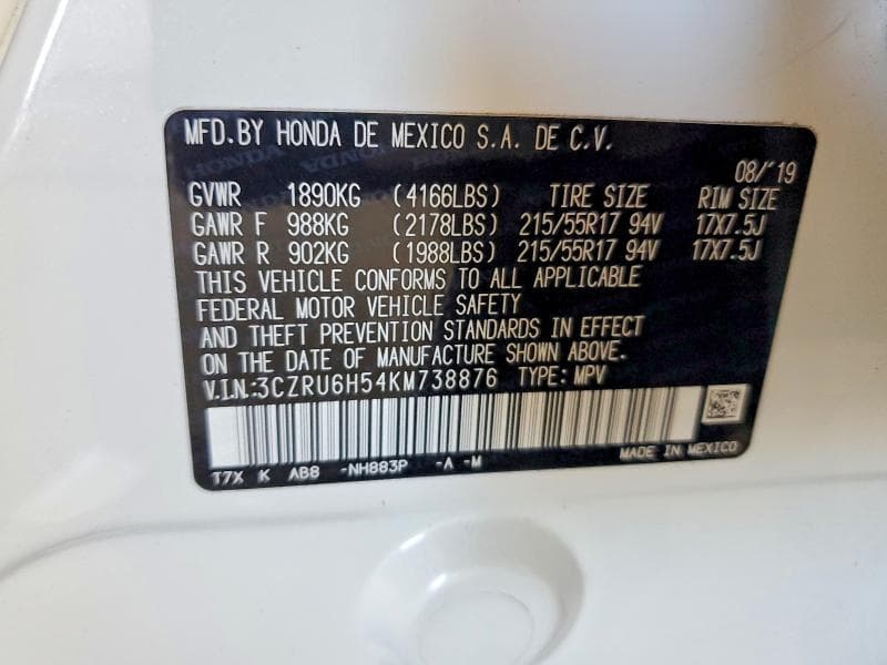 2019 HONDA HR-V EX 13