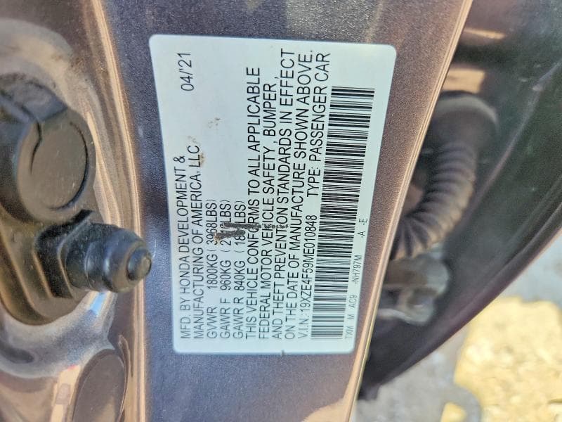 2021 HONDA INSIGHT EX 12