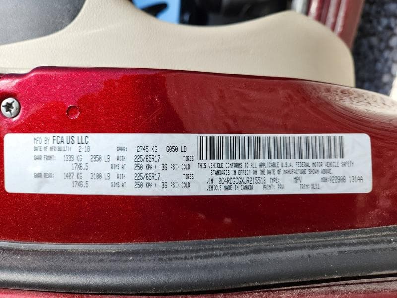 2018 DODGE GRAND CARAVAN SXT 14