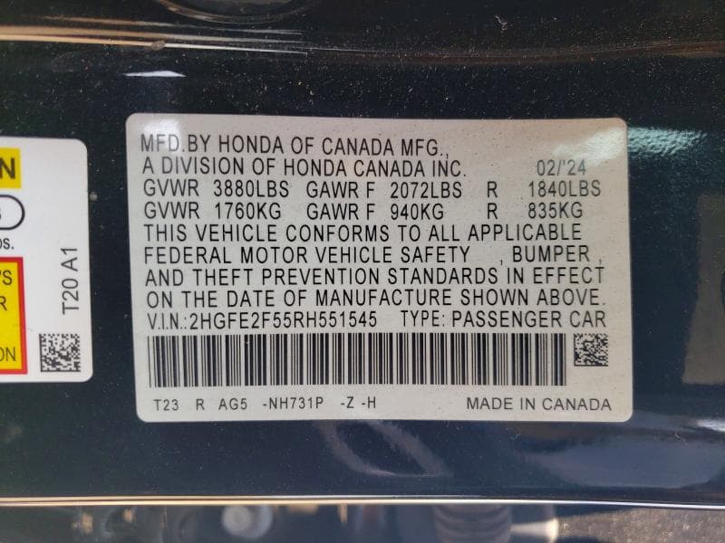 2024 HONDA CIVIC SPORT 12