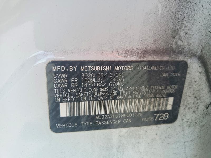 2017 MITSUBISHI MIRAGE ES 12