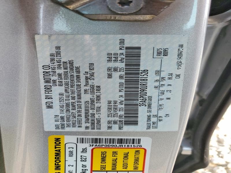 2018 FORD FUSION TITANIUM/PLATINUM 12