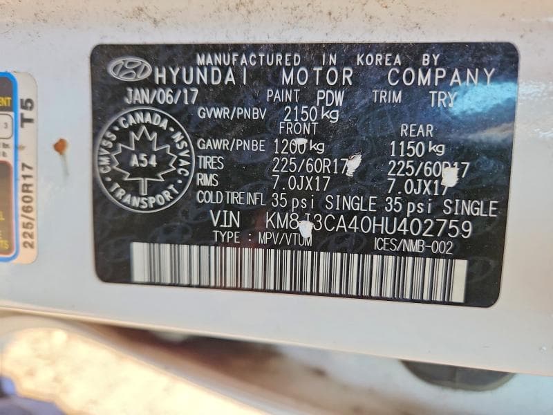 2017 HYUNDAI TUCSON 14