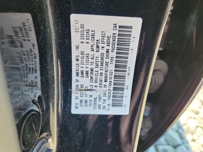 2017 HONDA ACCORD EX 12