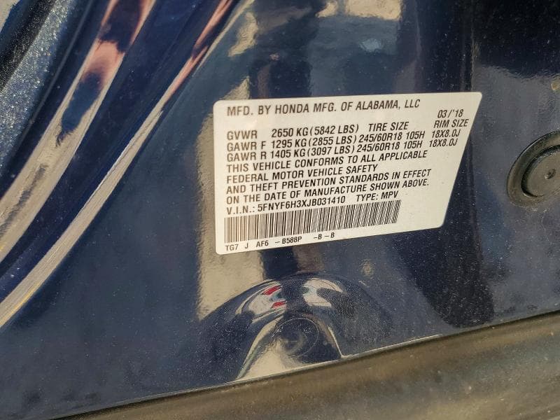 2018 HONDA PILOT EX 14