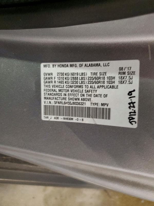 2018 HONDA ODYSSEY EX 13