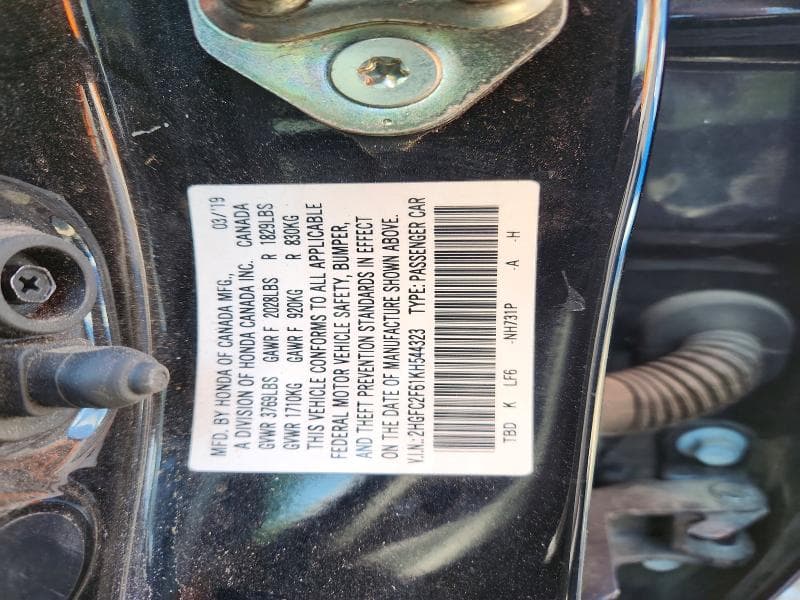 2019 HONDA CIVIC LX 12