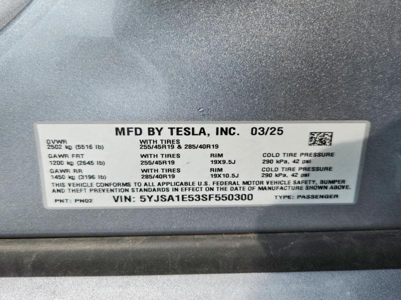 2025 TESLA MODEL S 12