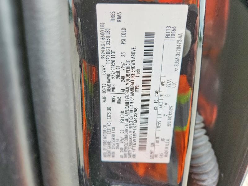 2019 FORD F150 SUPERCREW 12