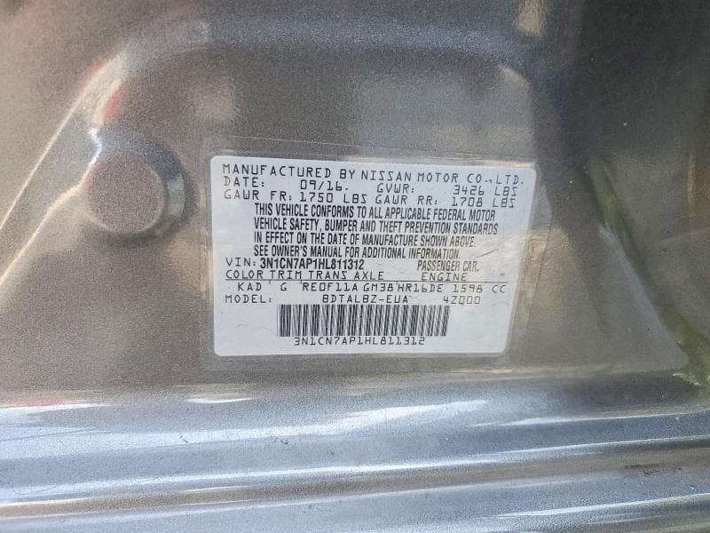 2017 NISSAN VERSA 1.6 SV 12
